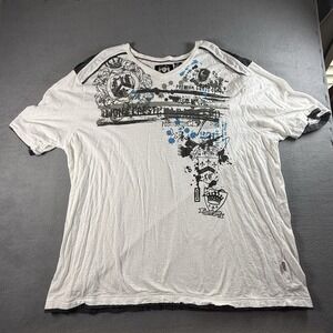Mens Shirt 5XL White Graphic Lion Tattoo Goth Grunge Y2K Crest